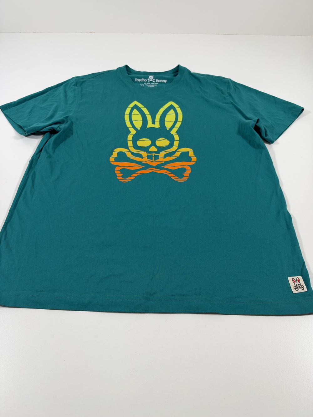 Psycho Bunny Shirt Mens 3XL Green Pima Cotton Skull Bunny Graphic Tee Tagless